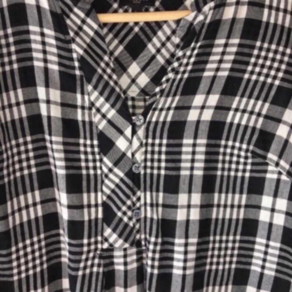 Talbots Plaid Half Button Blouse - Picture 2 of 4